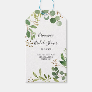 Étiquettes-cadeau Eucalyptus Brown simple Fête des mariées florale
