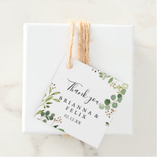 Étiquettes Cadeau Eucalyptus Brown simple Mariage floral