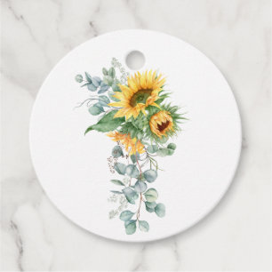 Étiquettes Cadeau Eucalyptus de tournesol de Boho