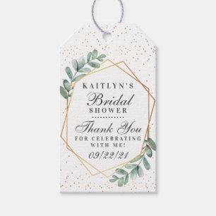 Étiquettes-cadeau Eucalyptus Fête des mariées géométrique Gold Foil