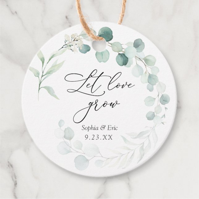 Étiquettes Cadeau Eucalyptus Laisser l'amour grandir Plante Favorise (Devant)
