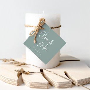 Étiquettes Cadeau Eucalyptus Mariage de script manuscrit moderne