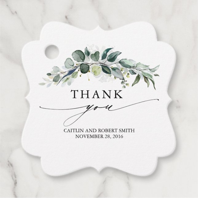Étiquettes Cadeau Eucalyptus Merci Mariage de feuillage (Devant)