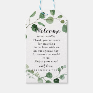 Étiquettes-cadeau Eucalyptus Moderne Calligraphie Mariage Bienvenue 