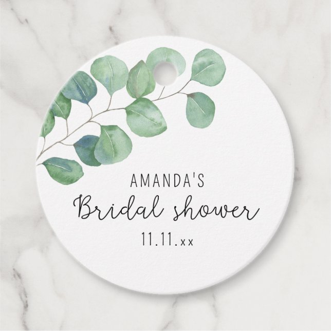 Étiquettes Cadeau Eucalyptus - shower de mariage  (Devant)