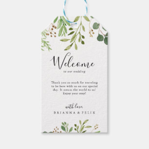 Étiquettes-cadeau Eucalyptus Simple Brown Floral Mariage Accueil