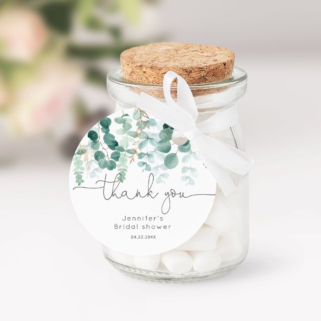 Étiquettes Cadeau Eucalyptus verdure élégant remerciement de mariage (Créateur téléchargé)