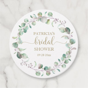 Étiquettes Cadeau Eucalyptus verdure Fête des mariées d'aquarelle Fa