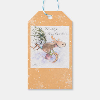 Étiquettes-cadeau EVE Peint renne de Noël et lapin