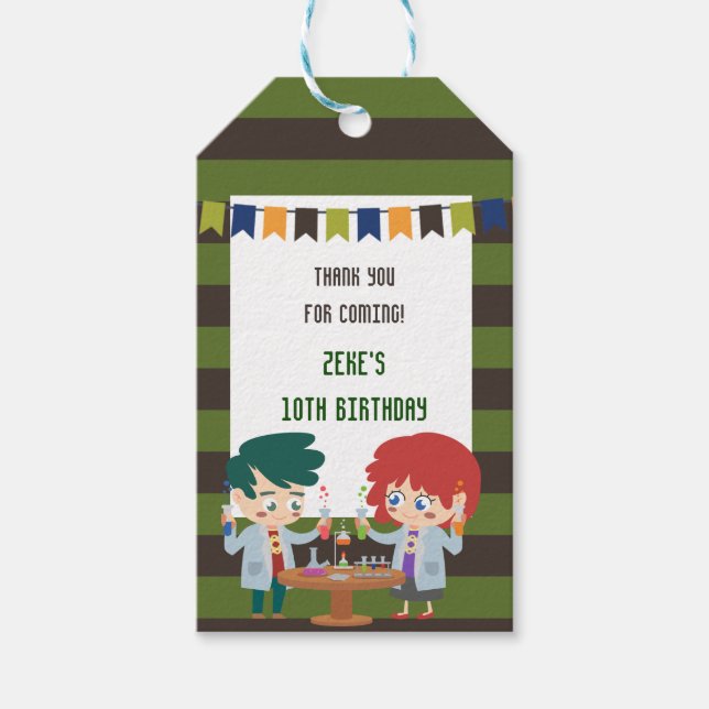 Étiquettes-cadeau Expérience scientifique Molécule ADN de fête d'ann (Devant)