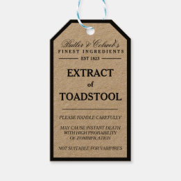 Étiquettes-cadeau Extrait de l'étiquette apothécaire de Toadstool Ha