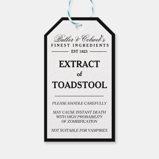 Étiquettes-cadeau Extrait de l'étiquette apothécaire de Toadstool Ha (Devant)