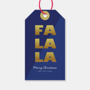 Étiquettes-cadeau Fa La La   Fun Christmas Blue & Gold