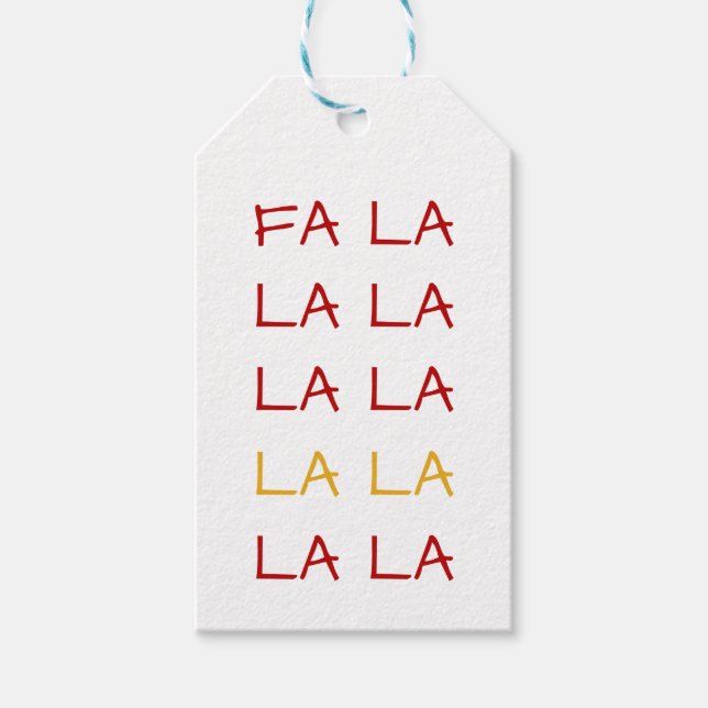 Étiquettes-cadeau Fa La La La La Red et Gold Christmas (Devant)
