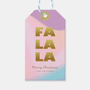 Étiquettes-cadeau Fa La La Pastel Gradient & Gold Christmas