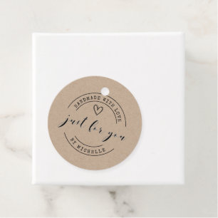Étiquettes Cadeau Fabriqué à la main avec amour Élégant Script Favor