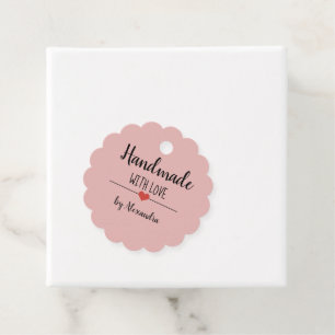 Étiquettes Cadeau Fabriqué à la main avec l'amour rose vif