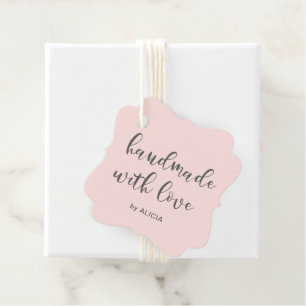 Étiquettes Cadeau Fabriqué à la main avec Love Pastel