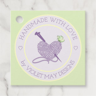 Étiquettes Cadeau Fabriqué à la main avec Love Pastel Heart Yarn Tag