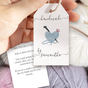 Étiquettes-cadeau Fabriqué à la main par le nom personnalisé Yarn