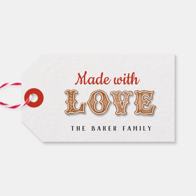 Étiquettes-cadeau Fabriqué avec amour | Balises cadeaux de cookies (Dos Horizontal)