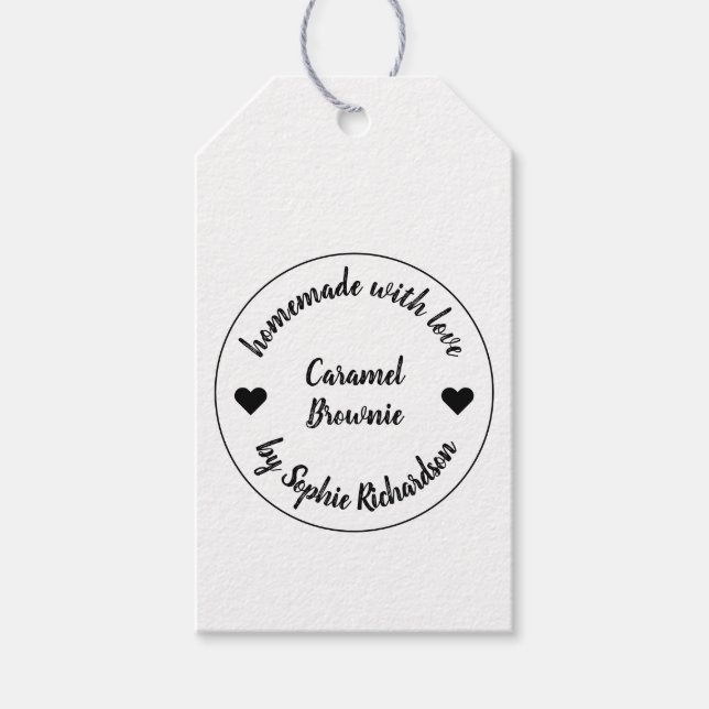 Étiquettes-cadeau Fabriqué avec amour | Coeur de Cuisine de cuisson  (Devant)