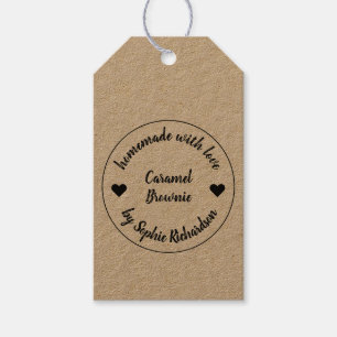 Étiquettes-cadeau Fabriqué avec amour   Coeur de Cuisine de cuisson 