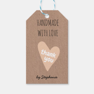 Étiquettes-cadeau Fabriqué avec Amour Merci Papier Kraft QR code  