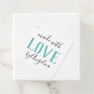 Étiquettes Cadeau Fabriqué avec le script d'amour Spectacle artisana