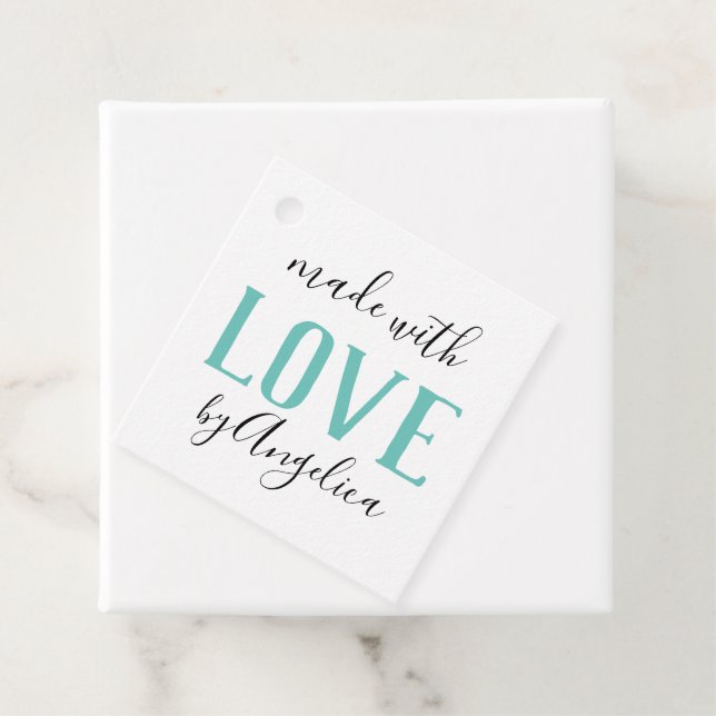 Étiquettes Cadeau Fabriqué avec le script d'amour Spectacle artisana (En situation)