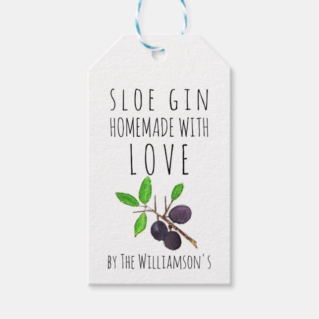 Étiquettes-cadeau Fabriqué maison avec Love Sloe Gin Kraft Papier (Devant)