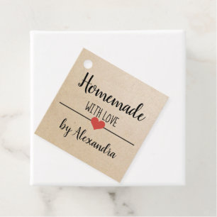 Étiquettes Cadeau Fabriqué maison avec script d'amour artisanal