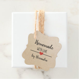 Étiquettes Cadeau Fabriqué maison avec script d'amour artisanal