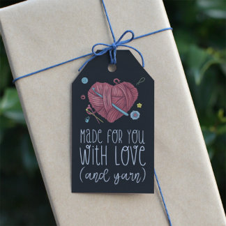 Étiquettes-cadeau Fabriqué pour vous avec amour et Crochet de fils