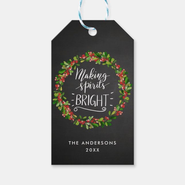 Étiquettes-cadeau Faire des spiritueux de script lumineux Chalkboard (Devant)