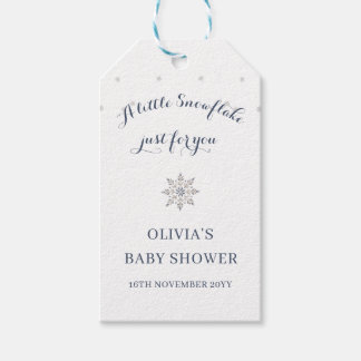 Étiquettes-cadeau Faire-part de Baby Shower Flocon de Neige Élégant