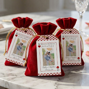 Étiquettes-cadeau Faire-part de mariage avec carte à jouer et monogr