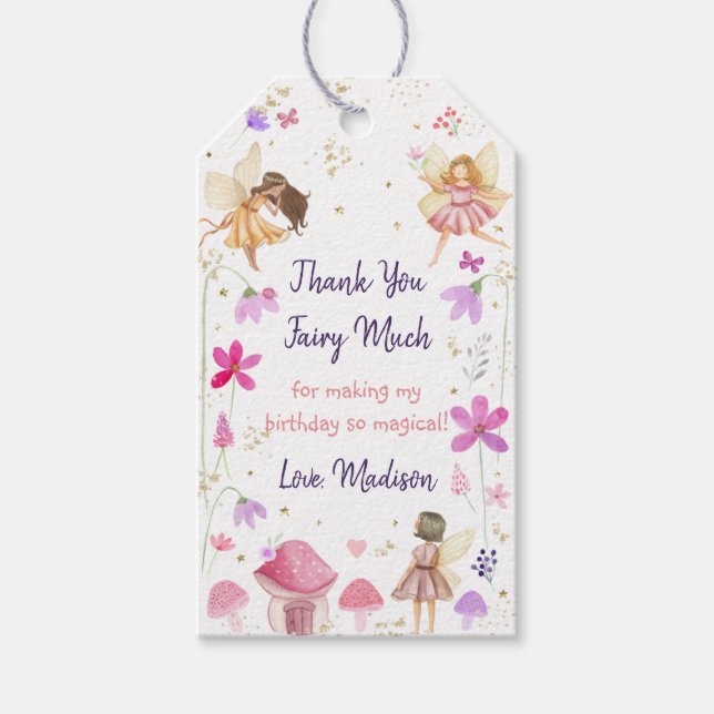 Étiquettes-cadeau Fairy Garden Floral Anniversaire (Devant)