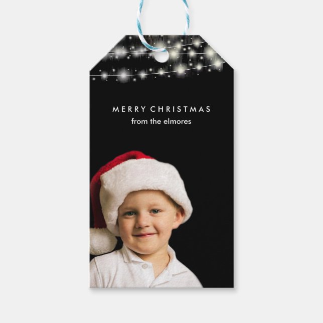 Étiquettes-cadeau Fairy Lights et votre photo personnalisée (Devant)
