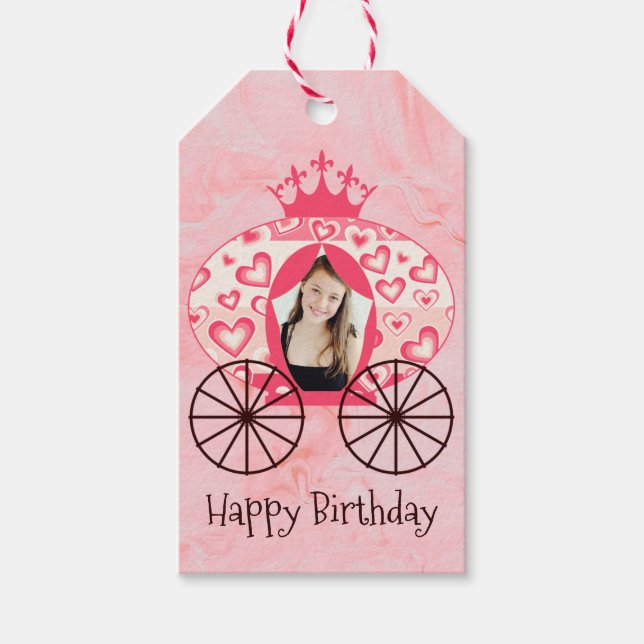 Étiquettes-cadeau Fairytale Royal Princess Carriage Girl Anniversair (Devant)
