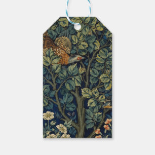 Étiquettes-cadeau Faisan d'arbre boisé William Morris