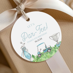 Étiquettes Cadeau Faisons la fête au golf bleu pour l'anniversaire