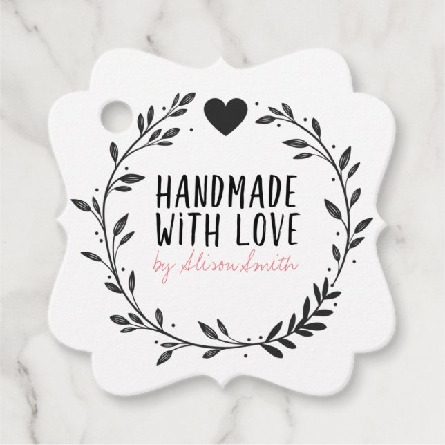 Étiquettes Cadeau Fait à la main avec amour (Devant)