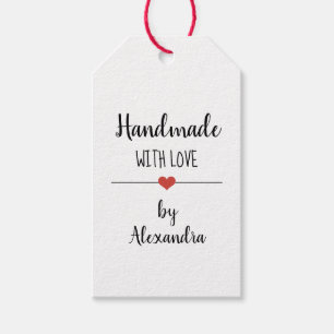 Étiquettes-cadeau Fait à la main avec amour simple blanc coutume