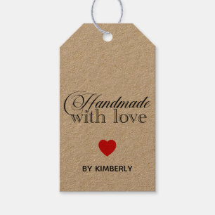 Étiquettes-cadeau Fait à la main avec l'amour minimaliste
