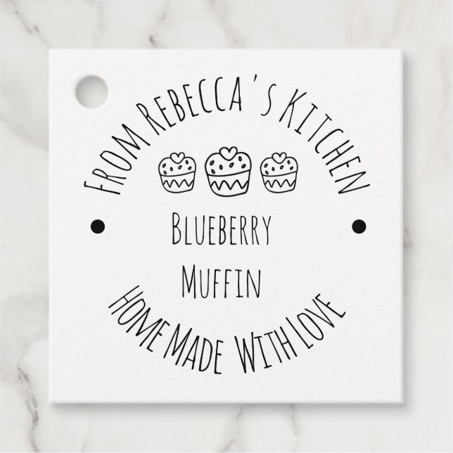 Étiquettes Cadeau Fait à la maison avec l'amour Rustique Muffin Étiq (Devant)
