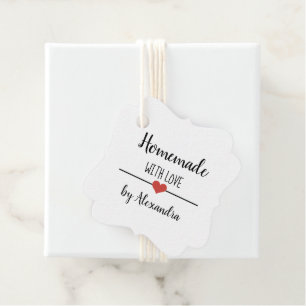 Étiquettes Cadeau Fait à la maison avec script d'amour simple blanc 