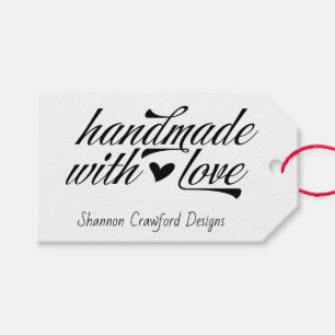 Étiquettes-cadeau Faite à la main avec amour Typographie de script V