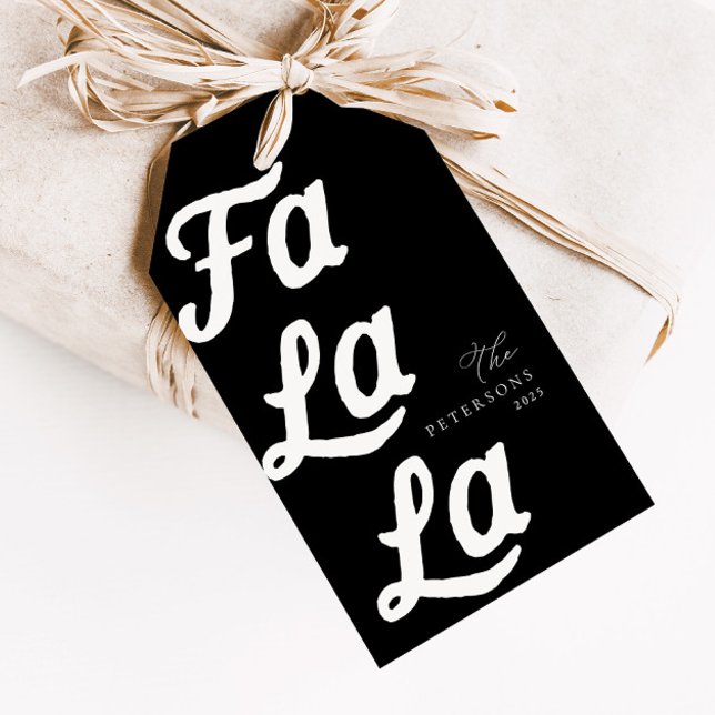 Étiquettes-cadeau Falala Moderne Rétro Noir & Blanc Plaid Noël (Créateur téléchargé)