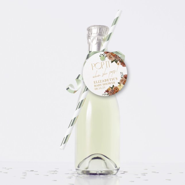 Étiquettes Cadeau Fall In Love Automne Baby shower Floral Champagne (Créateur téléchargé)